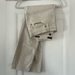 Beige Straight-Leg Pants